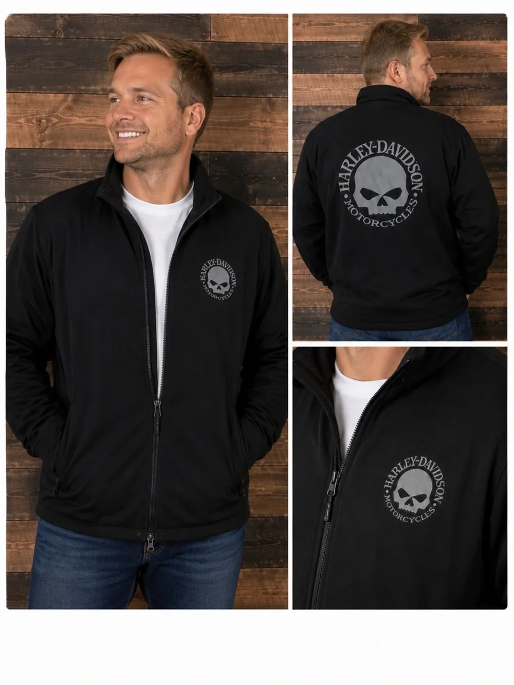 Harley-Davidson Black Zip-Up Skull Logo Jacket